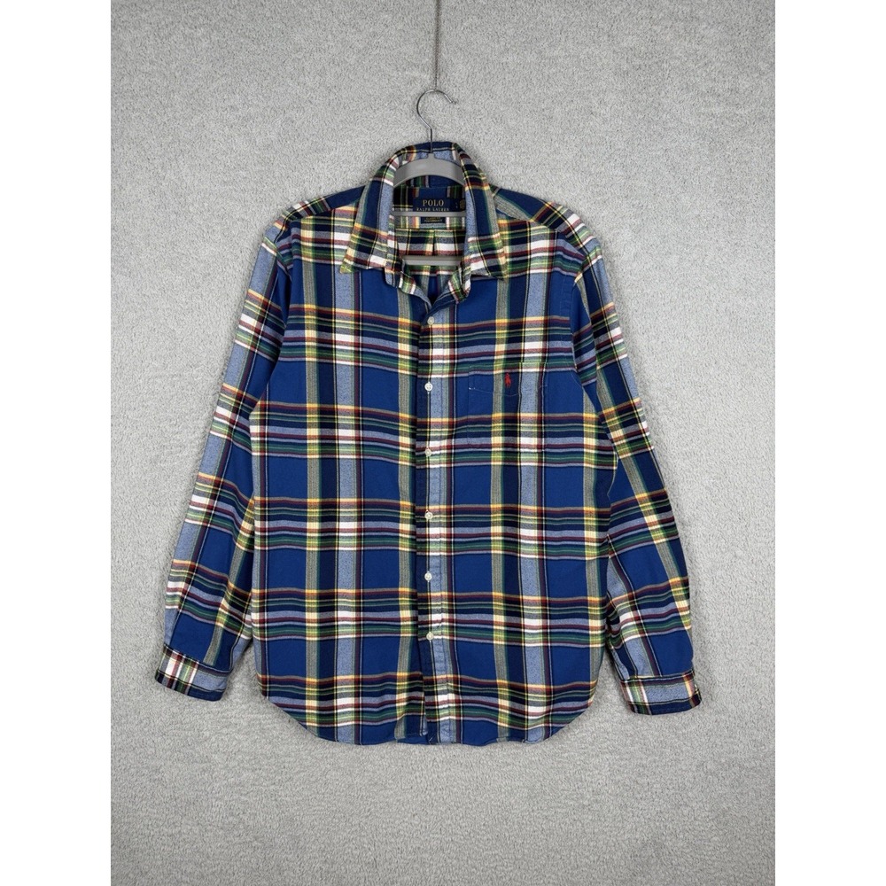 Polo Ralph Lauren Men's L Classic Fit Performance Plaid Flannel Shirt Blue
